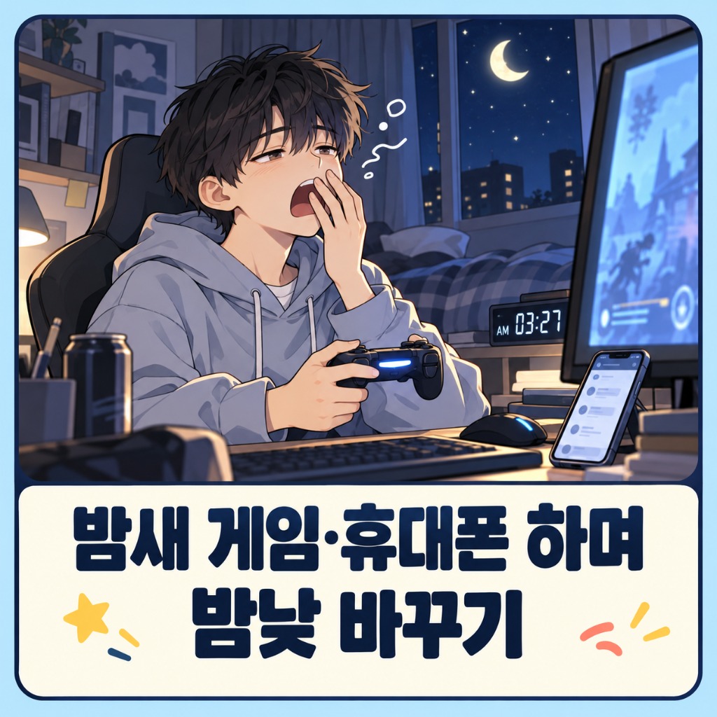 밤새 게임·휴대폰을 하며 밤낮 바꾸기