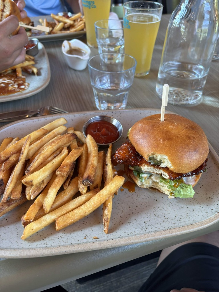 korean chicken burger n fries
