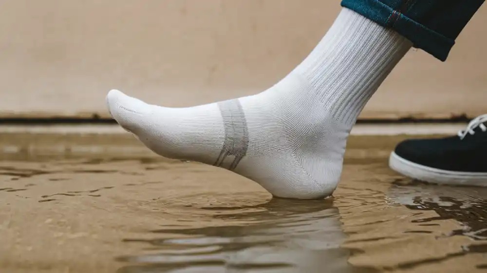 Stepping in Water in Socks