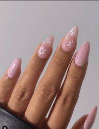 Pink flowery nails