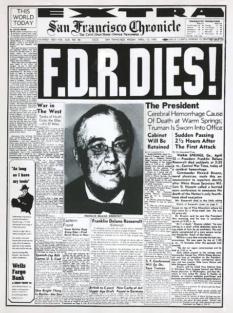 FDR dies, incomes Truman