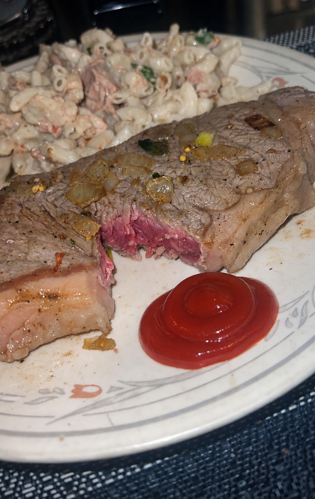 steak cooked right on the heating element