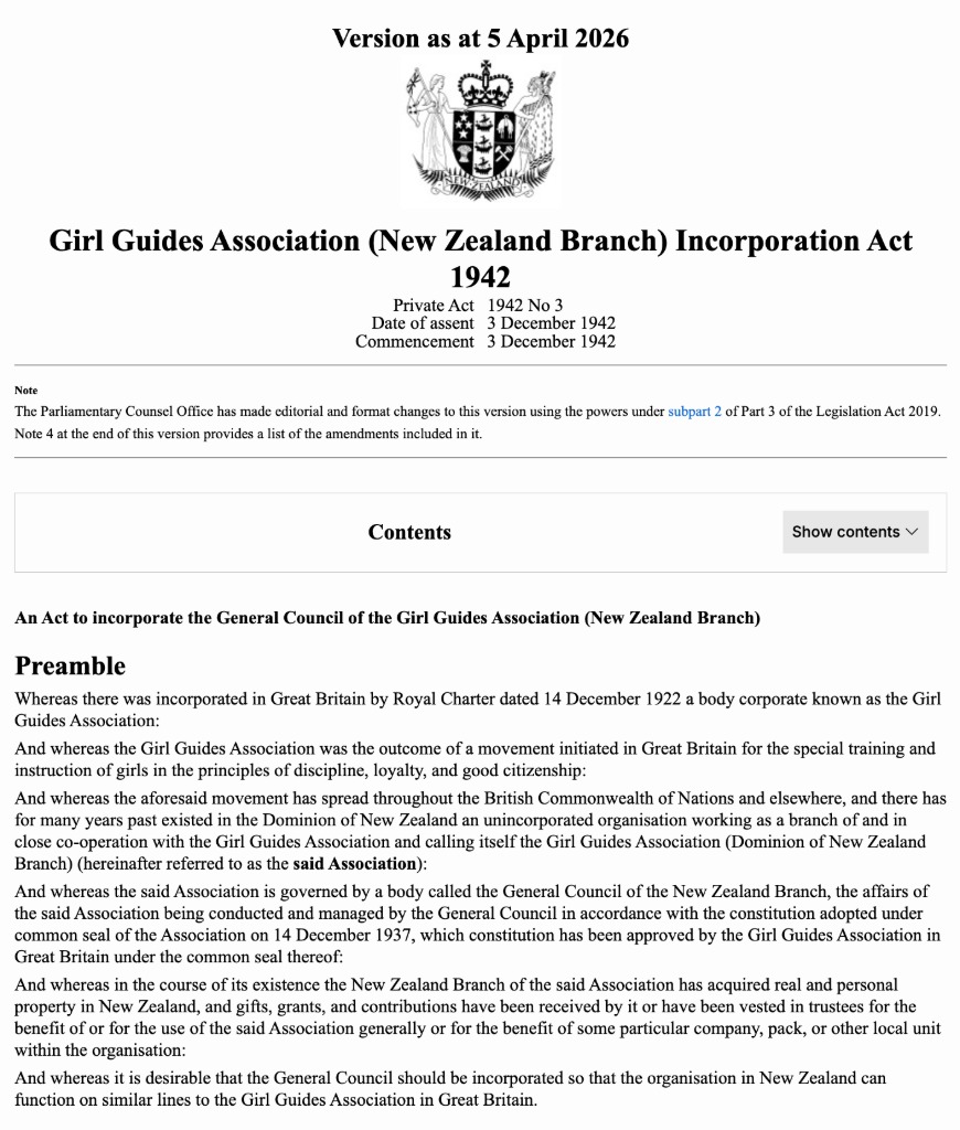 Girl Guides Association Act