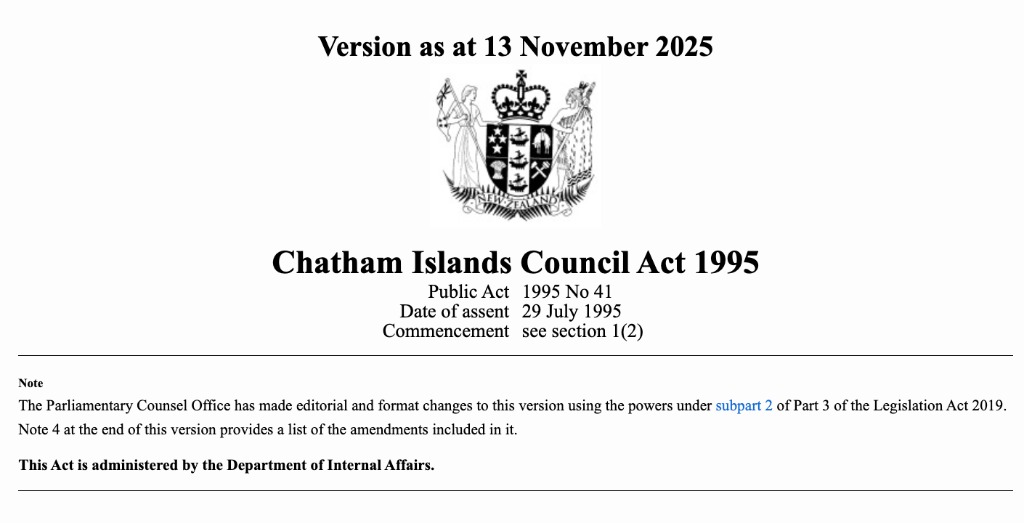 Chatam Islands Act