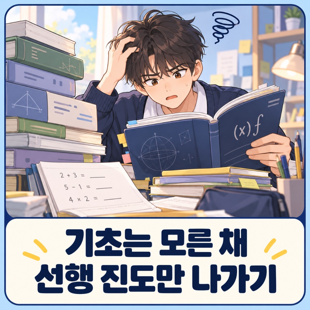 기초를 모르는 상태로 선행 진도만 나가기